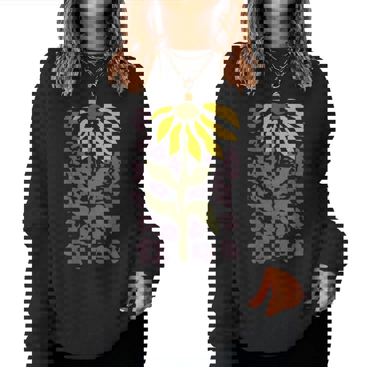 Retro Sunflower Graphic Flower Lover Gardening Women Sweatshirt