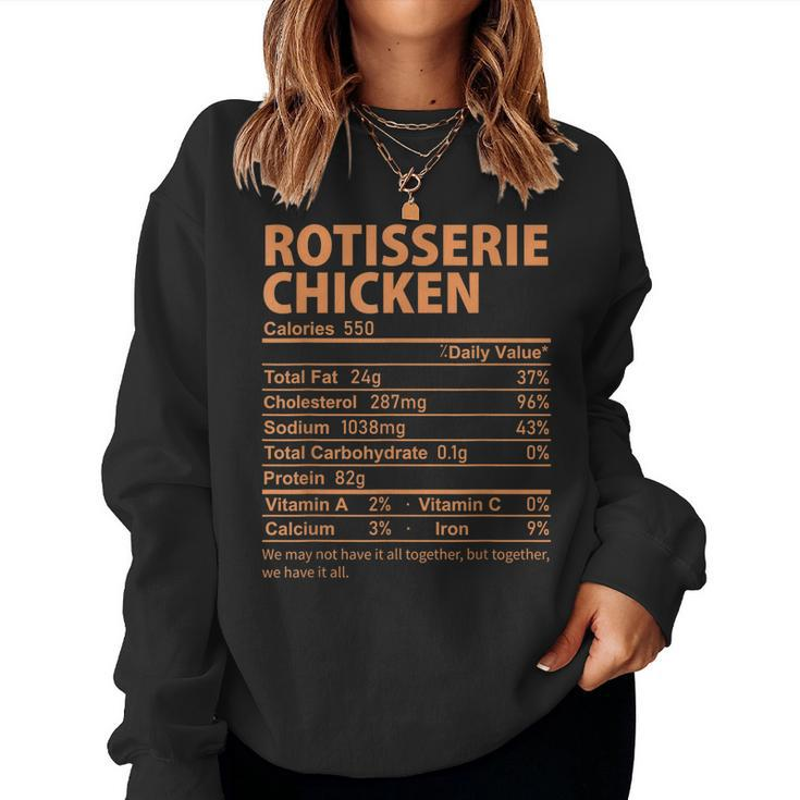 Rotisserie Chicken Costume Thanksgiving Food Nutrition Facts Women Sweatshirt