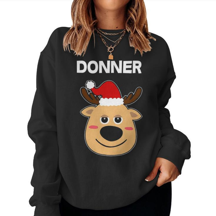 Santa Reindeer Donner  Matching Christmas Pjs Women Crewneck Graphic Sweatshirt