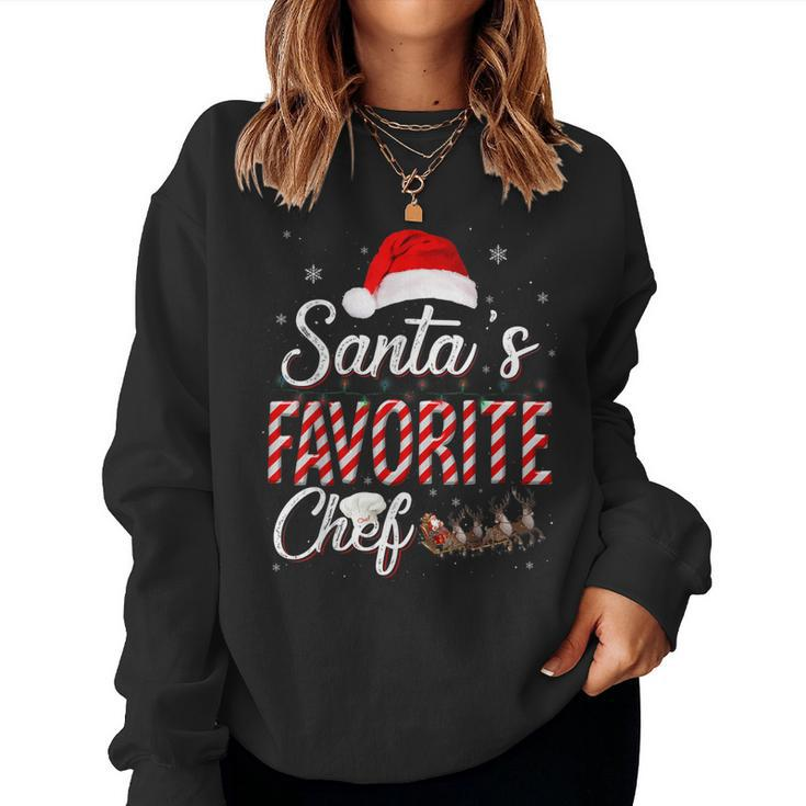 Santas Favorite Chef Santa Christmas Hat In Snow Women Sweatshirt