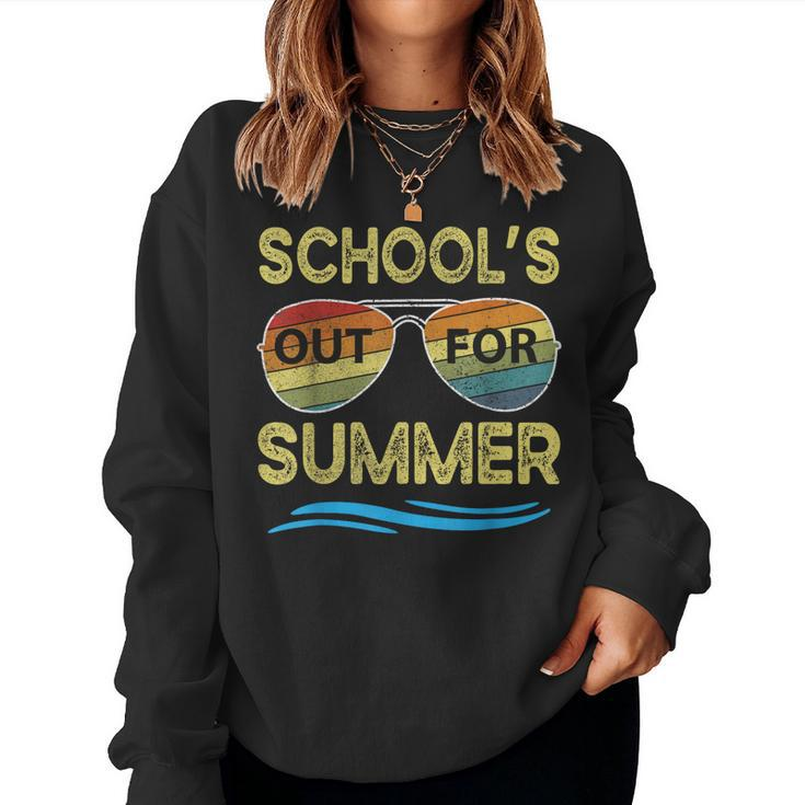 Schools Out For Summer Last Day Of School Retro Teacher Women Sweatshirt