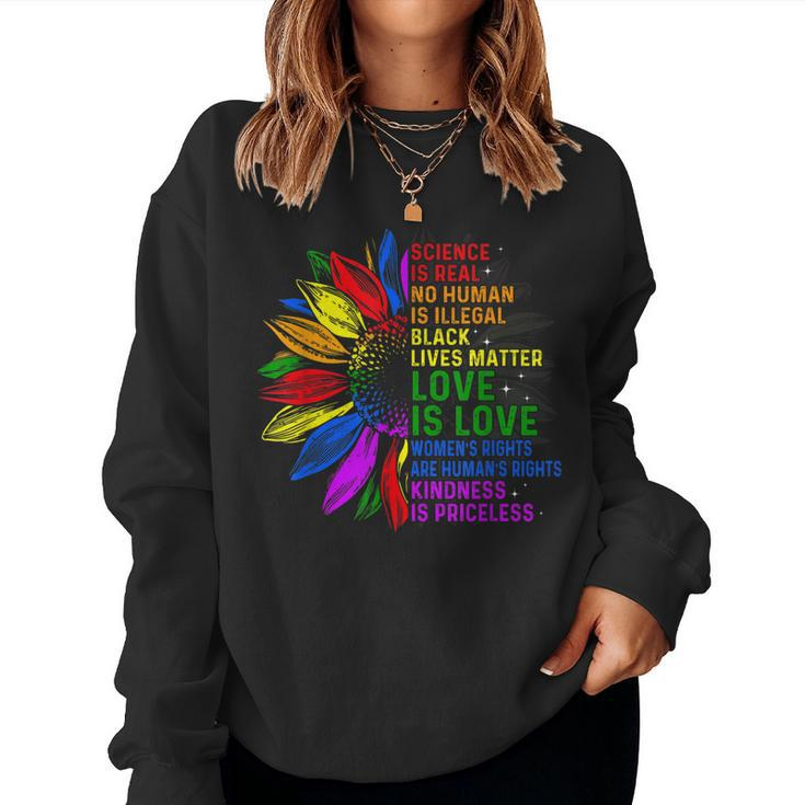 Science Is Real Black Lives Matter Rainbow Lgbt Pride Gay  Women Crewneck Graphic Sweatshirt