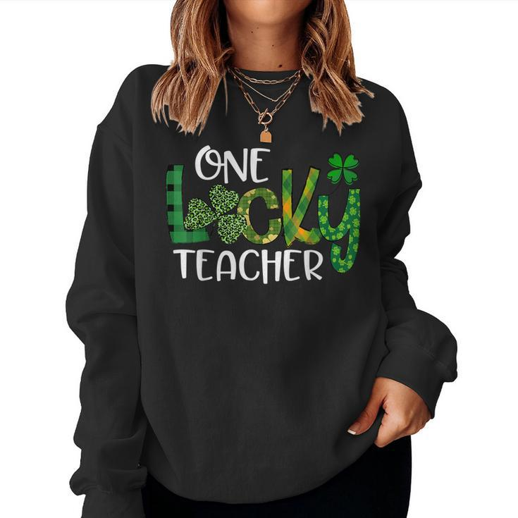 Shamrock One Lucky Teacher St Patricks Day School Women Crewneck Graphic Sweatshirt