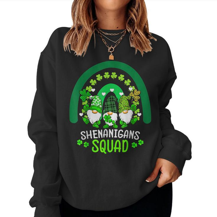 Shenanigans Squad St Patricks Day Gnomes Gnomies Rainbow  Women Crewneck Graphic Sweatshirt