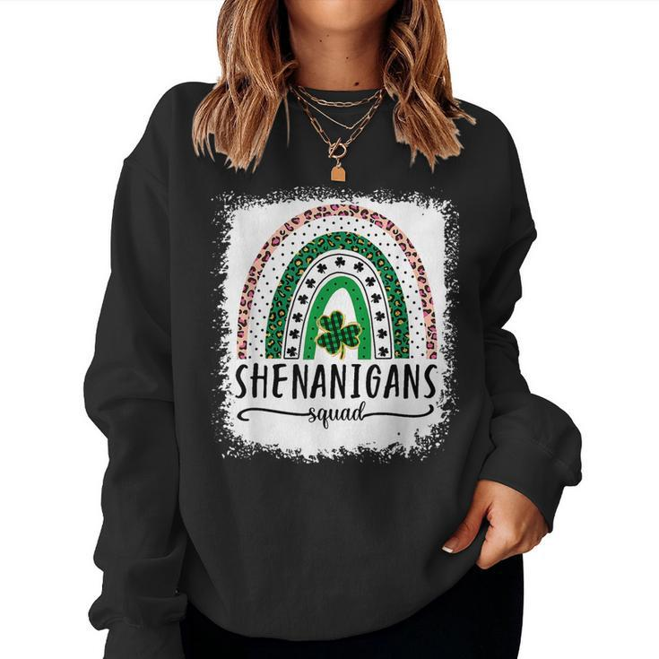 Shenanigans Squad St Patricks Day Rainbow Shamrock Women Sweatshirt
