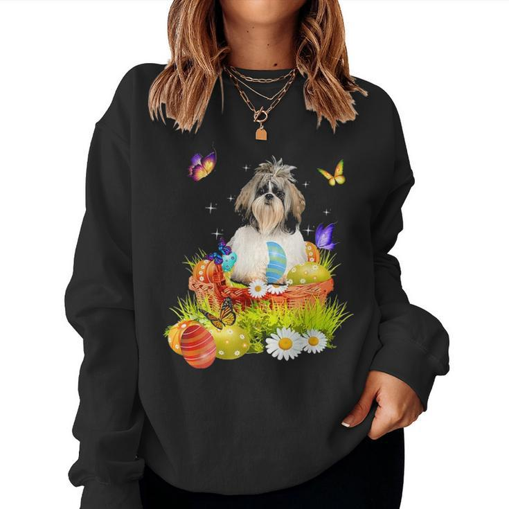 Shih Tzu Easter Day Love Rabbit Eggs Cute Gift Men Women Women Crewneck Graphic Sweatshirt