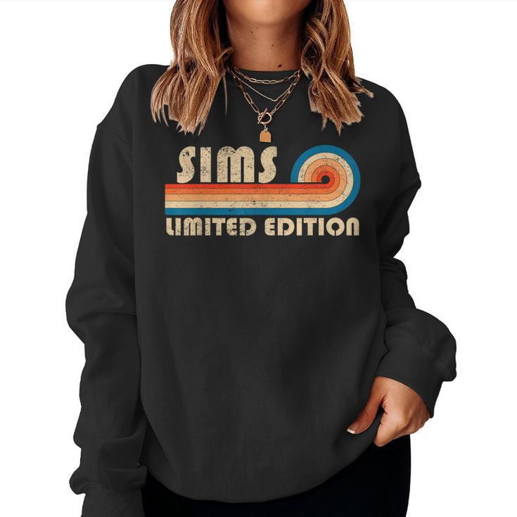 Sims Surname Vintage Retro Men Women Boy Girl Women Sweatshirt