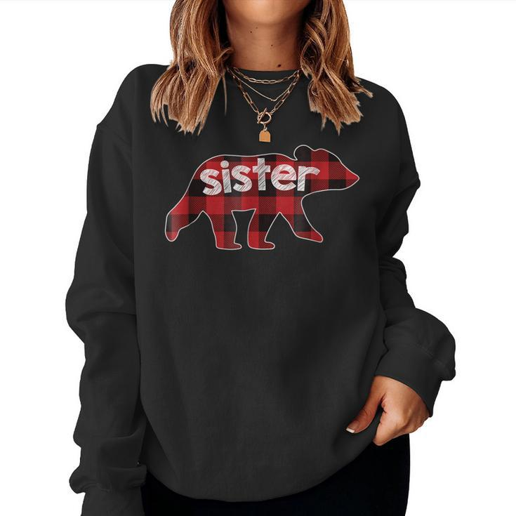 Sister Bear Plaid T Buffalo Plaid Sister Family Bear Women Sweatshirt