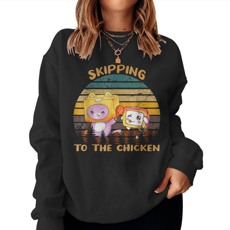Skipping To The Retro Chicken Lanky Arts Box Videogame Women Sweatshirt