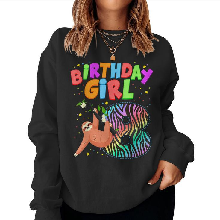 Sloth 8 Year Old Birthday Girls Matching Family Cute Sloth Women Sweatshirt
