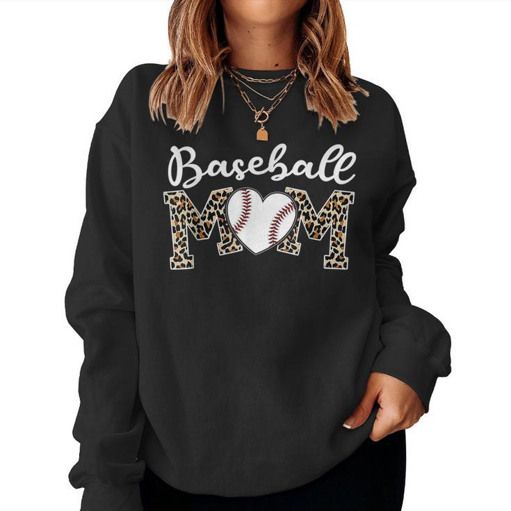 Softball Baseball Mom Leopard Mama Women Women Sweatshirt