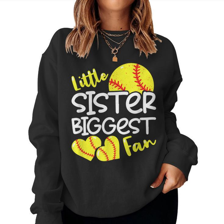 Softball Little Sister Biggest Fan N Girls Women Sweatshirt