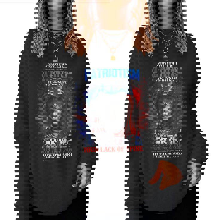 Sorry If My Patriotism Offends You Trust Me Sarcastic Skull Women Sweatshirt