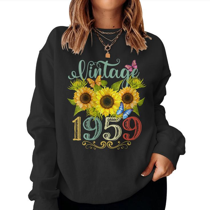 Womens Sunflower Floral Butterfly Vintage 1959 64Th Birthday Women Sweatshirt