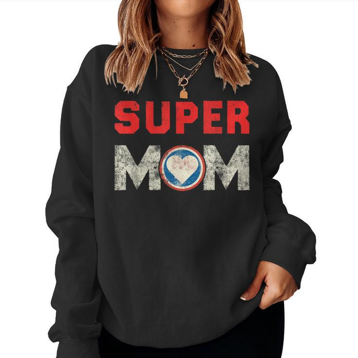Super Mom Superheroine Mama Mother Heroine Star Sign  Women Crewneck Graphic Sweatshirt