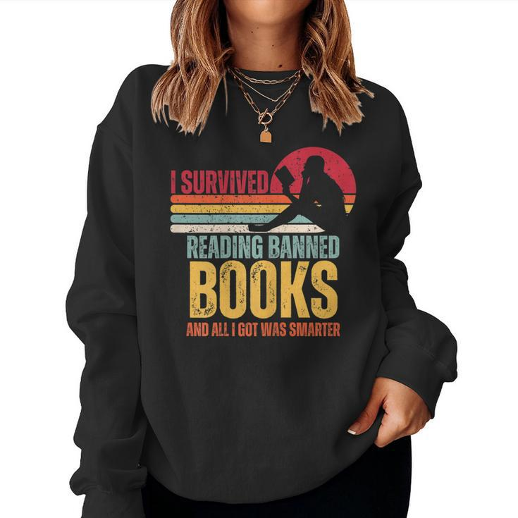 Womens I Survived Reading Banned Books - Banned Books Lovers Women Sweatshirt