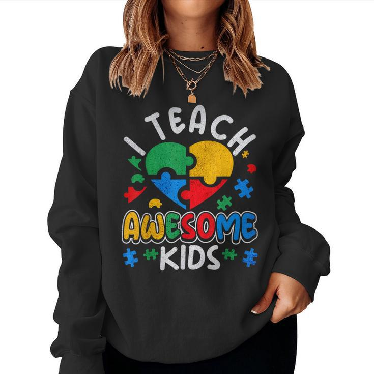 I Teach Awesome Kids Teacher Women Sweatshirt