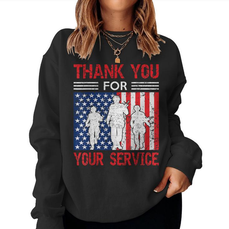 Thank You For Your Services Patriotic Veterans Day Men Women  Women Crewneck Graphic Sweatshirt