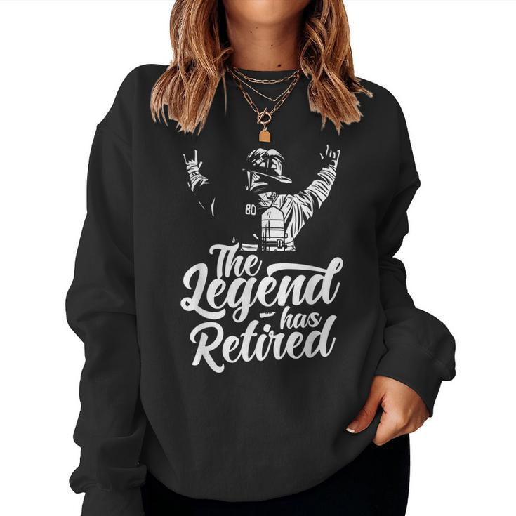 The Legend Has Retired Firefighter Fire Fighter Retirement  Women Crewneck Graphic Sweatshirt