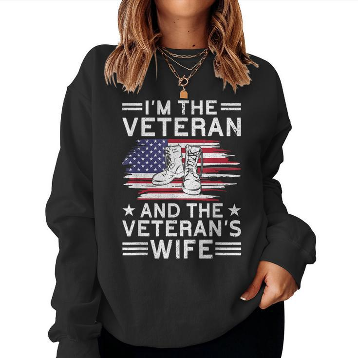 The Veteran & The Veterans Wife Proud American Veteran Wife  Women Crewneck Graphic Sweatshirt