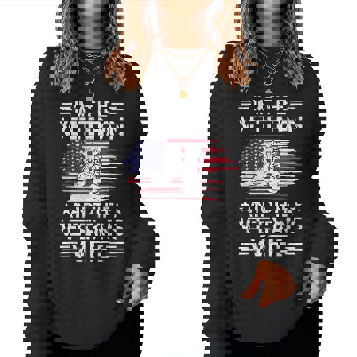 The Veteran & The Veterans Wife Proud American Veteran Wife  Women Crewneck Graphic Sweatshirt