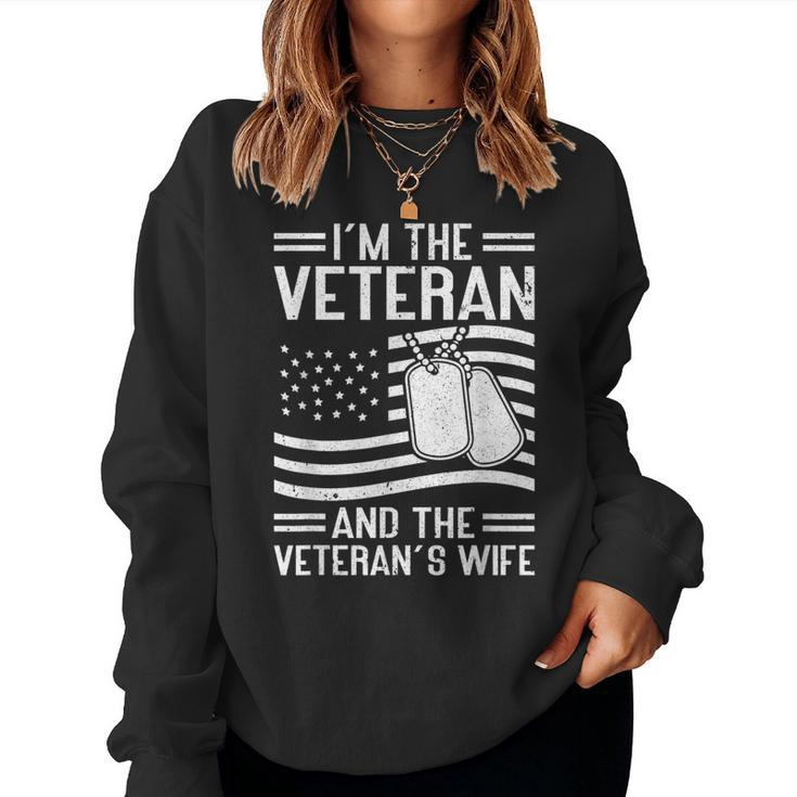 The Veteran & The Veterans Wife Proud American Veteran Wife  Women Crewneck Graphic Sweatshirt