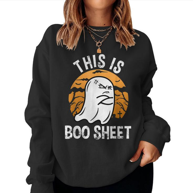 This Is Boo Sheet Funny Ghost Costume Women Men Halloween  Women Crewneck Graphic Sweatshirt