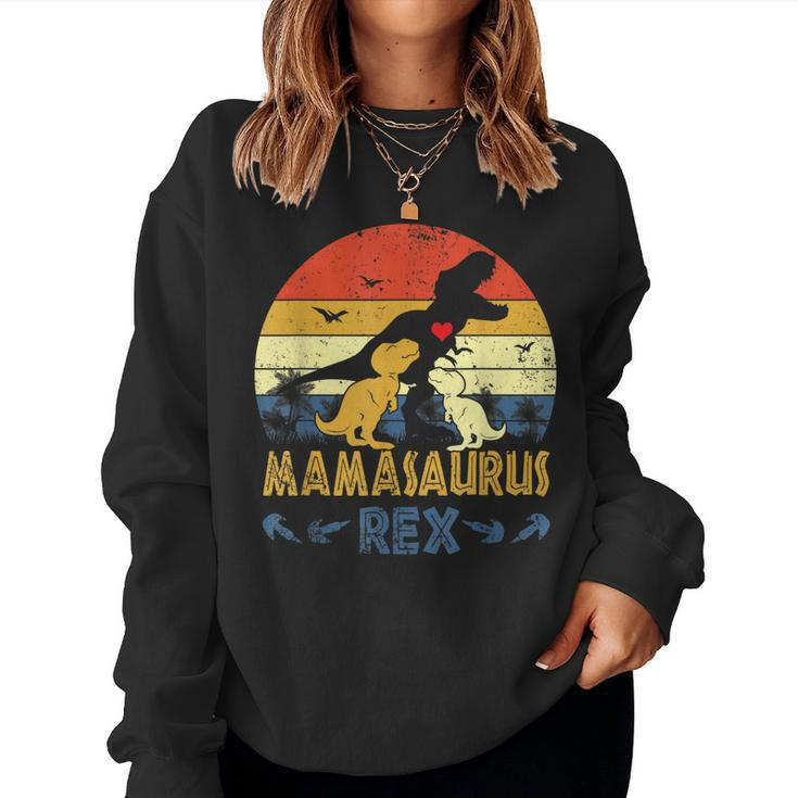 Trex Dinosaur Mamasaurus Pajama Dino Twin Mom Women Sweatshirt