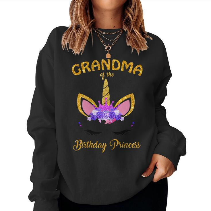 Womens Unicorn Girl Grandma Of The Birthday Princess Women Sweatshirt
