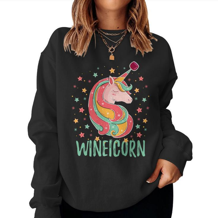 Unicorn Team Wine Drinking Squad Wineicorn Novelty Women Sweatshirt