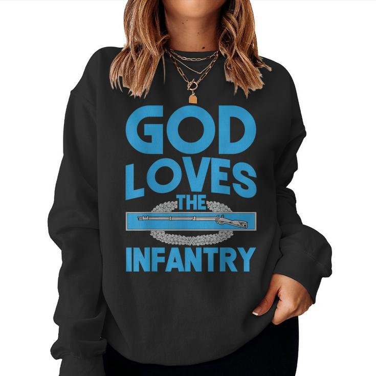 Us Army 11B God Loves The Infantry Combat Infantry Badge Cib Women Crewneck Graphic Sweatshirt