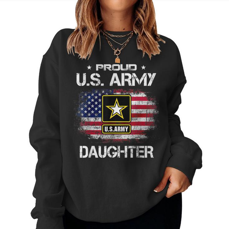 Us Army Proud Daughter - Proud Daughter Of A Us Army Veteran  Women Crewneck Graphic Sweatshirt