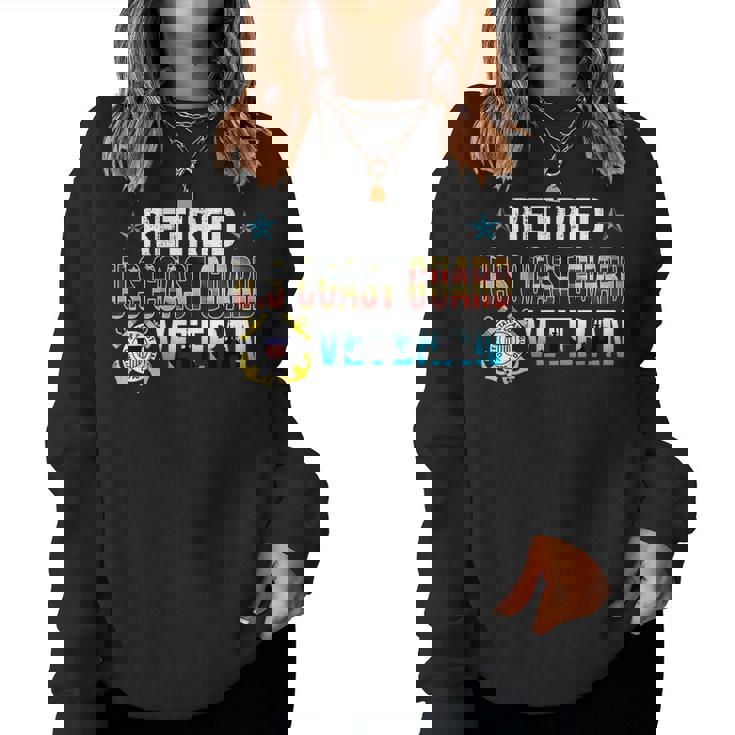 Us Coast Guard Veteran Retired Vintage American Flag Women Sweatshirt