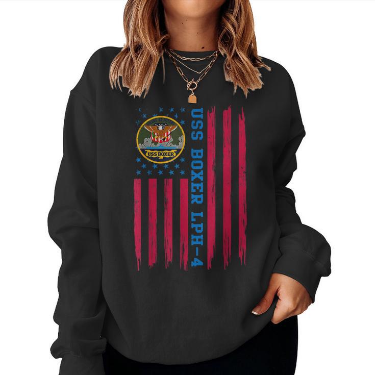 Uss Boxer Lph-4 Amphibious Assault Ship Veteran Christmas  Women Crewneck Graphic Sweatshirt