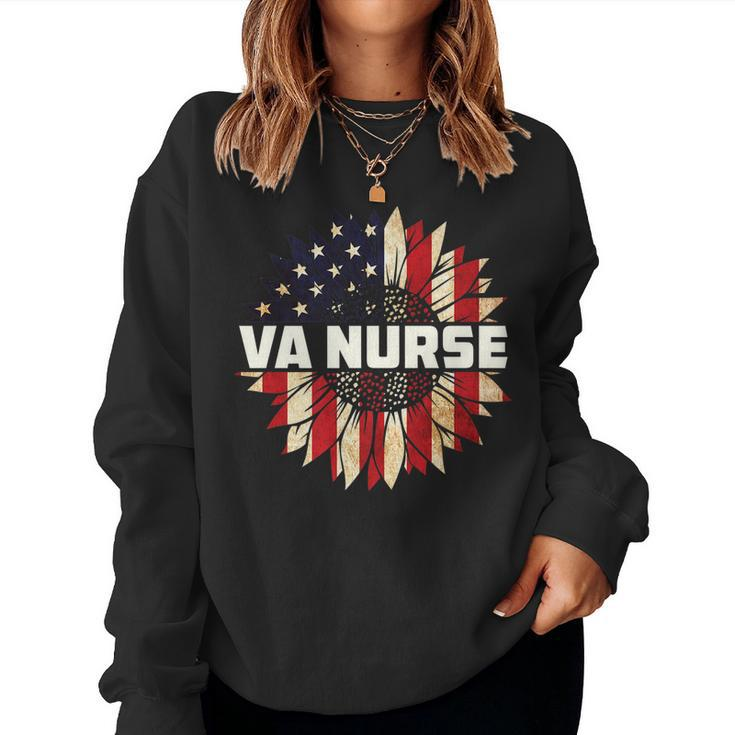 Va Nurse Real American Hero 4Th Of July Us Patriotic Vintage   Women Crewneck Graphic Sweatshirt