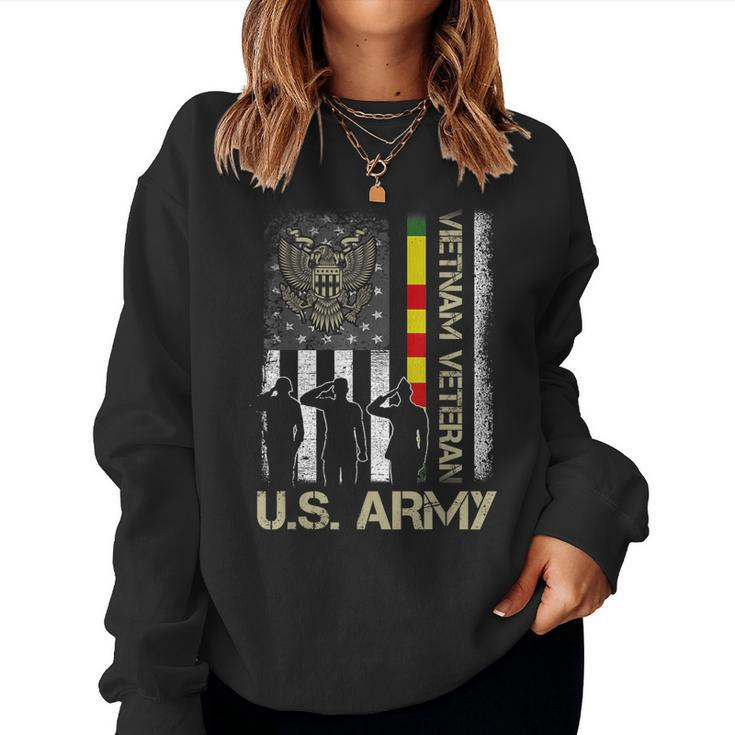 Vietnam Veteran  American Flag Veteran For Men Women  Women Crewneck Graphic Sweatshirt