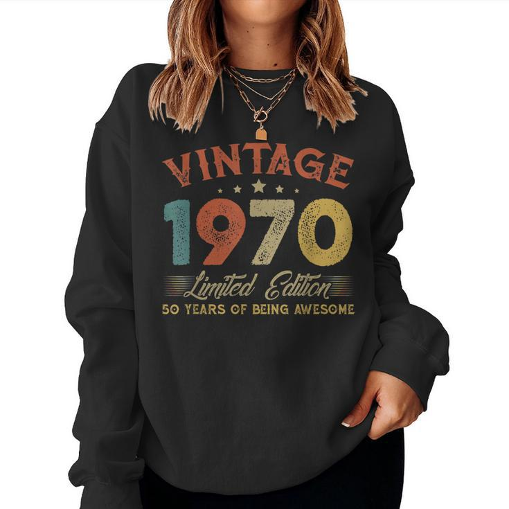 Vintage 1970 Clothes 50 Years Old Retro 50Th Birthday Women Sweatshirt
