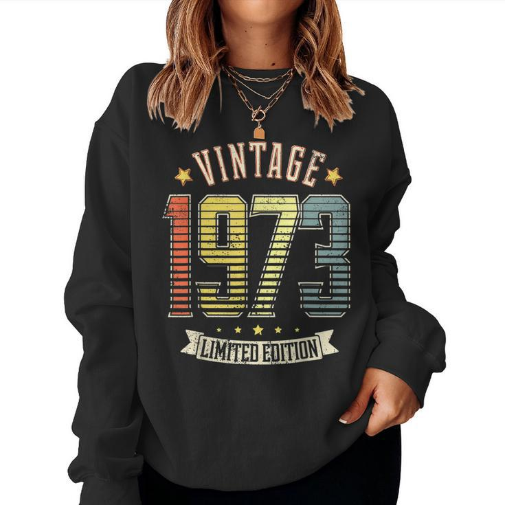 Vintage 1973 Birth Year Limited Edition 50 Years Old Gifts  Women Crewneck Graphic Sweatshirt