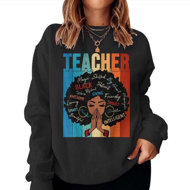 Vintage Afro Black History Month African American Teacher  V4 Women Crewneck Graphic Sweatshirt