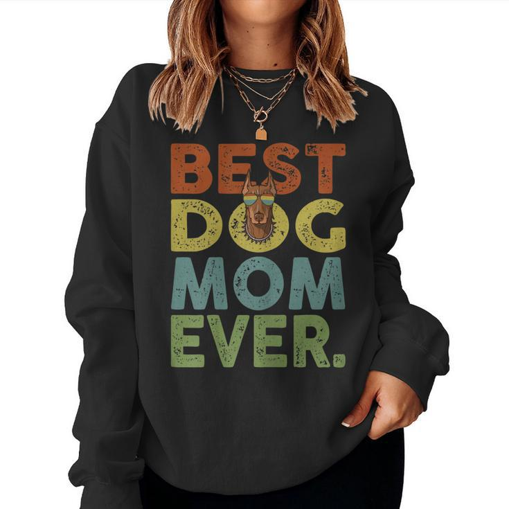 Vintage Best Dog Mom Ever Doberman Dog Lover Women Sweatshirt