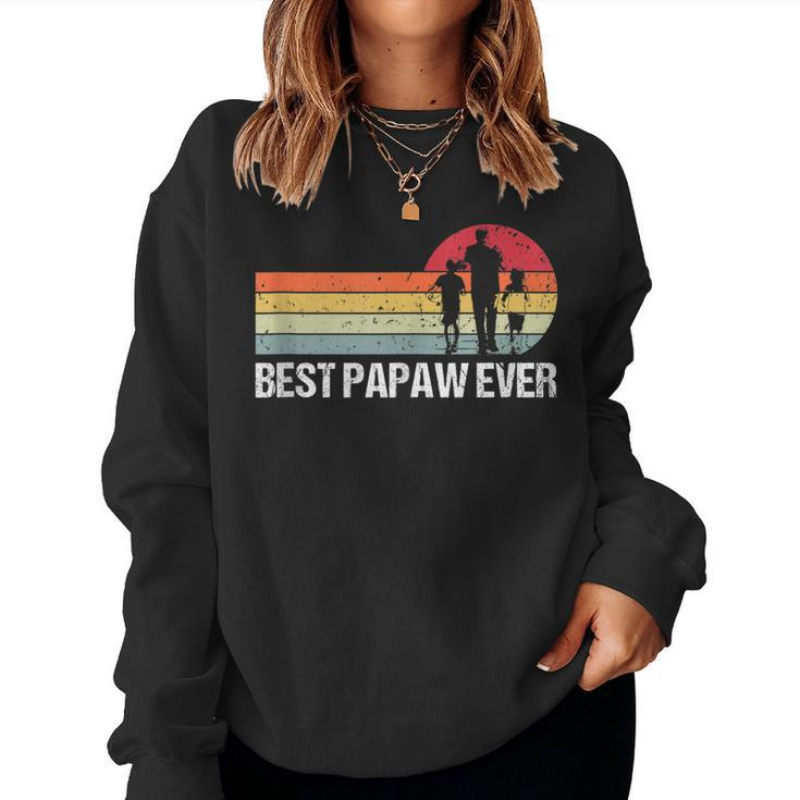 Vintage Best Papaw Ever Retro Daddy Son Daughter Fathers Day  Women Crewneck Graphic Sweatshirt