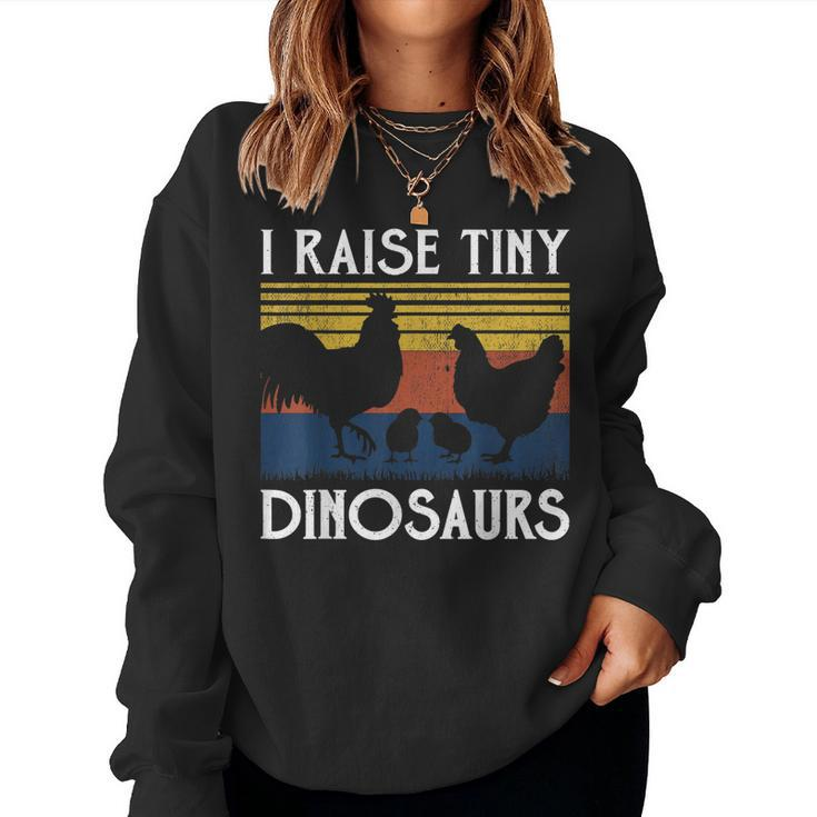 Vintage I Raise Tiny Dinosaurs Chickens Lovers Women Sweatshirt