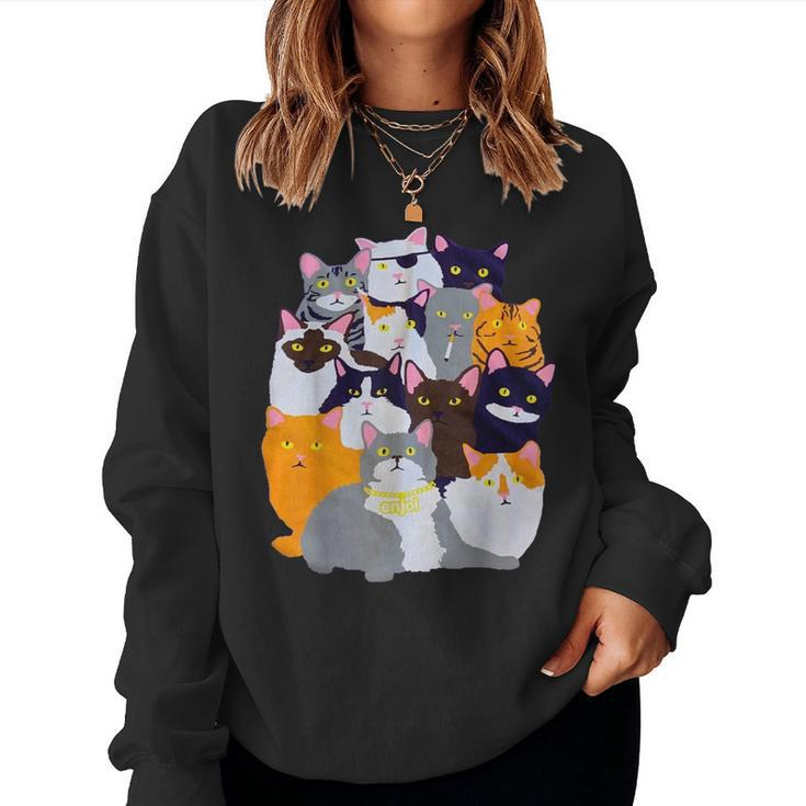 Vintage Y2k-Enjoi Cat Gang Cute Mother Of Cats Catmom Catdad Women Sweatshirt