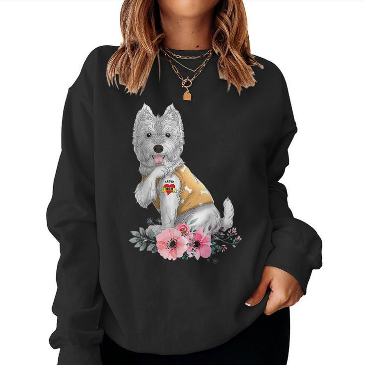 Westie I Love Mom Tattoo Dog  Women Sweatshirt