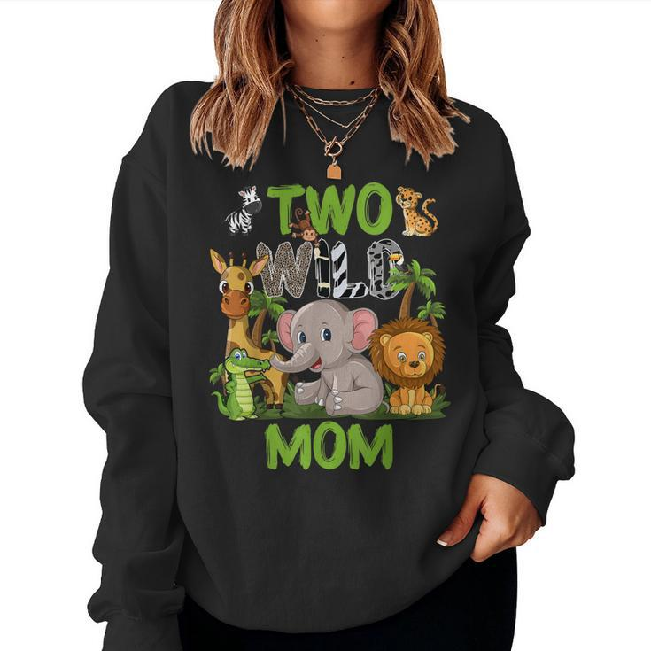 Wild Two Mom Zoo Birthday Safari Jungle Animals Women Sweatshirt