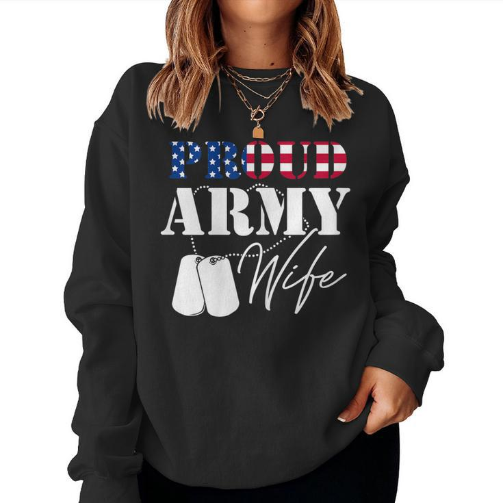 Womens Army Wife Veterans Day Military Patriotic Female Soldier  Women Crewneck Graphic Sweatshirt