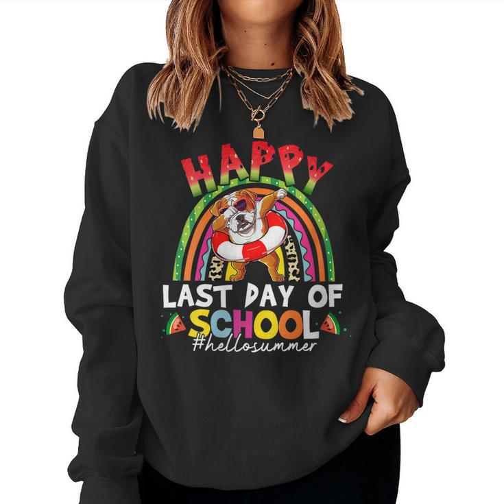 Womens Bull Dog Dabbing Watermelon Pool Teacher Student Dogs Lover  Women Crewneck Graphic Sweatshirt