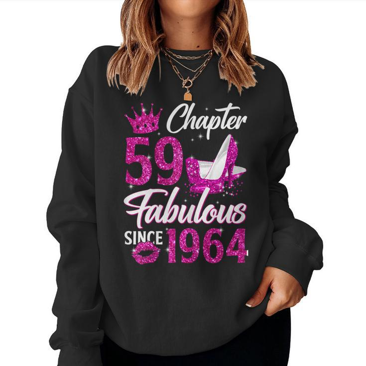 Womens Chapter 59 Fabulous Since 1964 59Th Birthday Queen Diamond  Women Crewneck Graphic Sweatshirt