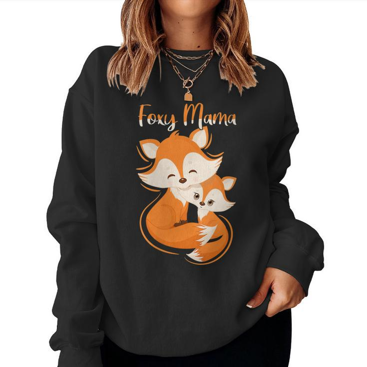 Womens Foxy Mama Cute Mom Quotes Who Love Foxes Mother´S Day  Women Crewneck Graphic Sweatshirt