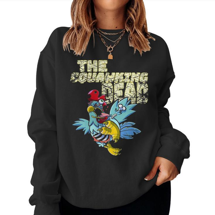 Womens Halloween Walking Zombie Dead Chicken Hen Costume Women Crewneck Graphic Sweatshirt
